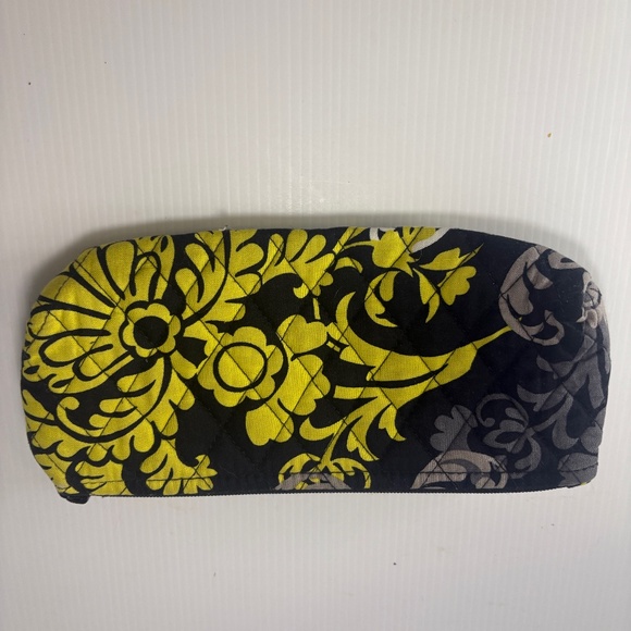Vera Bradley Baroque Brush & Pencil Case Cosmetic Bag Black Yellow  Retired - Picture 1 of 9
